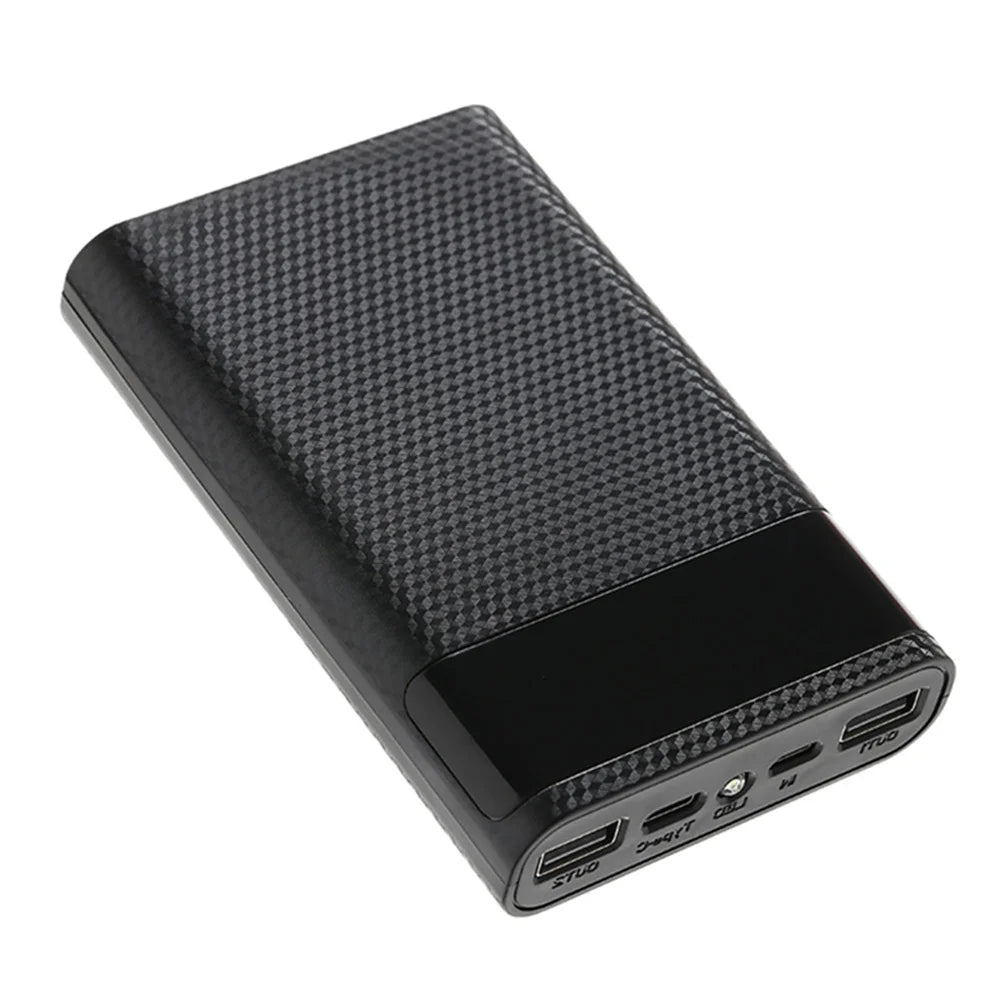 18650 Battery DIY Power Bank Case Charge Storage Box 5V Dual USB Type C Android Micro USB Interface for Smart Phone 4Pcs Battery