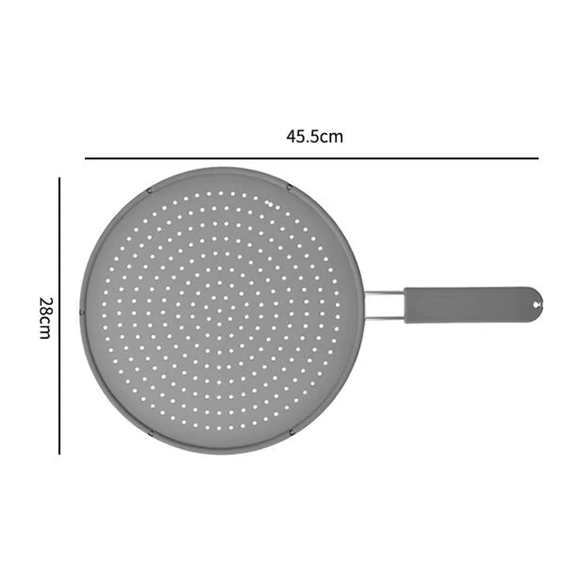Silicone Kitchen Splatter Screen with Handle Heat-Resisting Oil Splash Guard Drain Board Cover Kitchen Frying Pan Lid