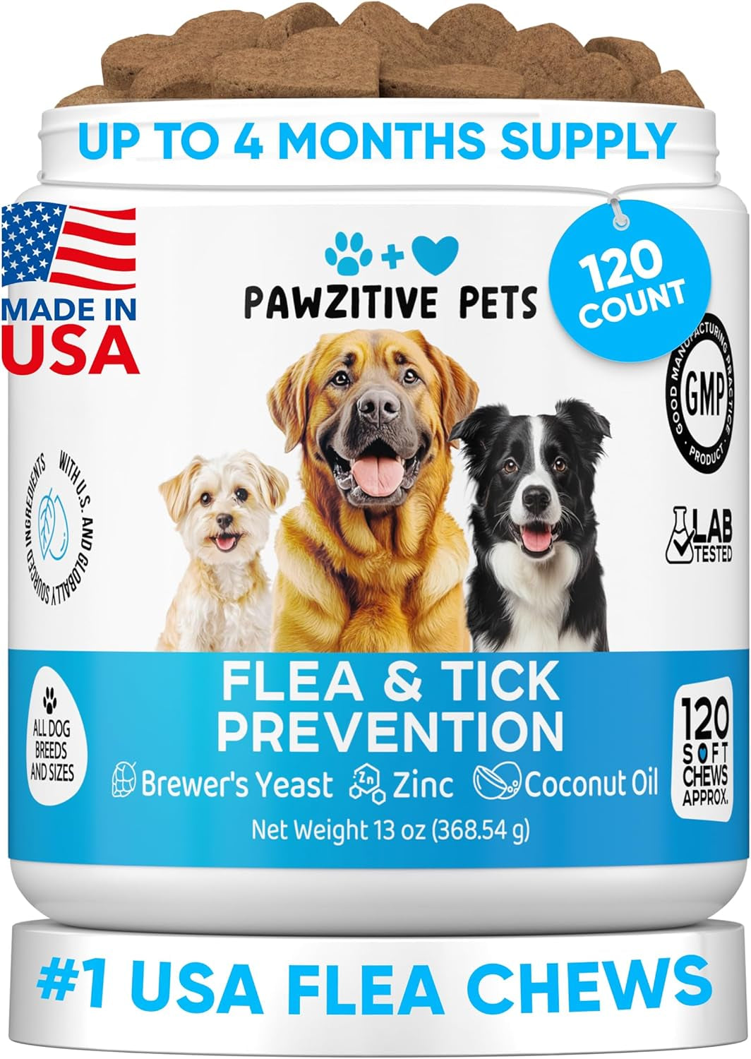 Pawzitive Pets Hemp Calming Chews for Dogs – 120 Soft Treats