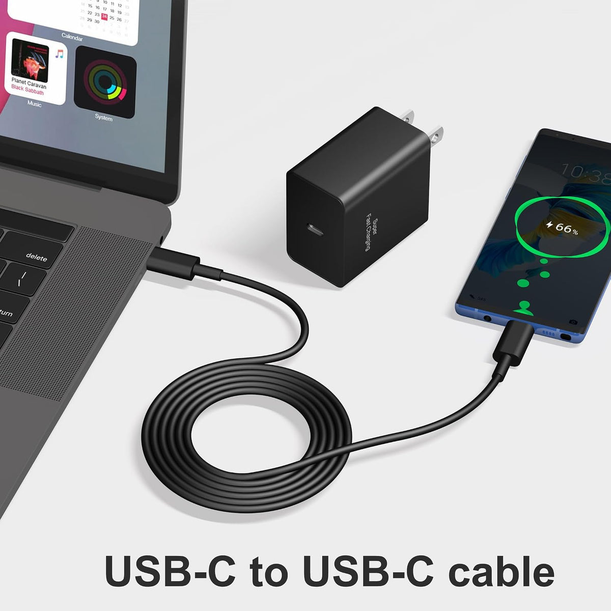 45 W Type C Charger Fast Charging,2Pack USB C Fast Charger Adapter & 10FT Long USB C to USB C Cable,45W USB C Android Phone Charger for Galaxy S24/S23/S22 Ultra/Plus/Note 20/S20/S21(Black)