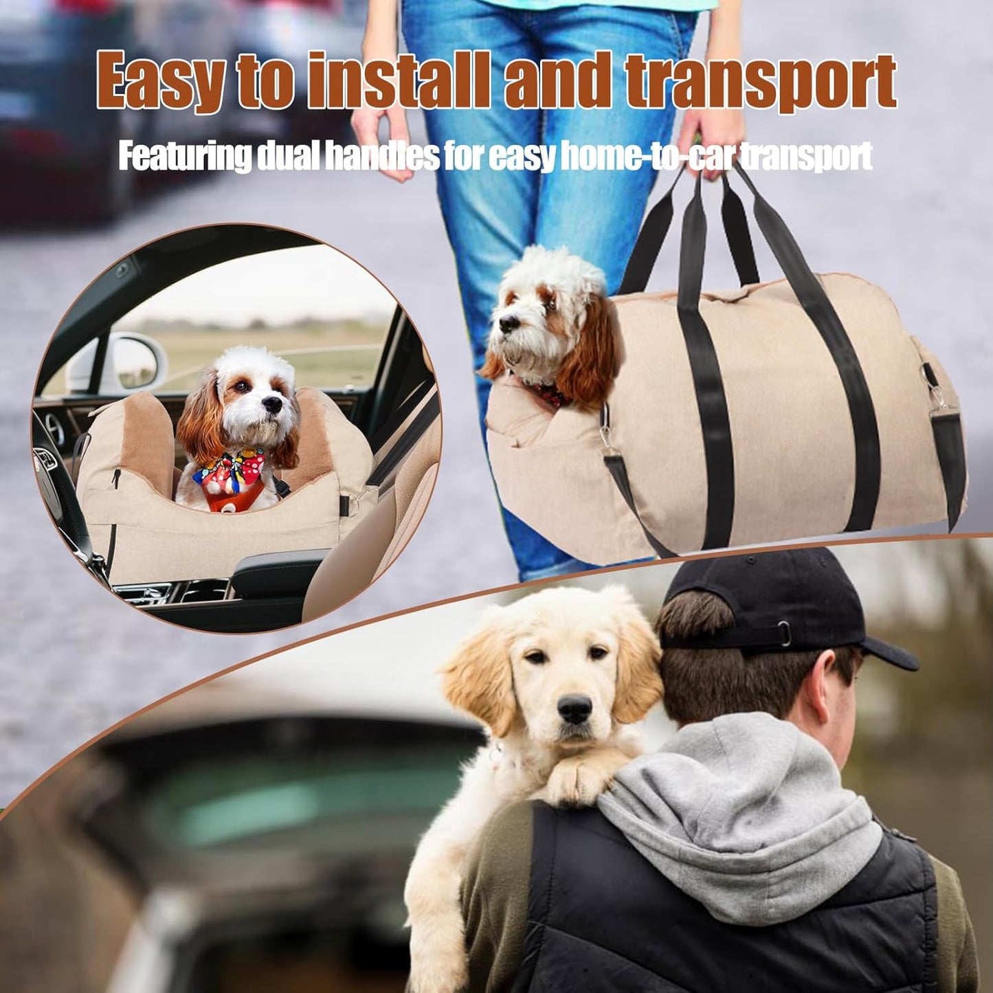 Washable Pet Carrier Cushion Travel Bed for Dogs & Cats
