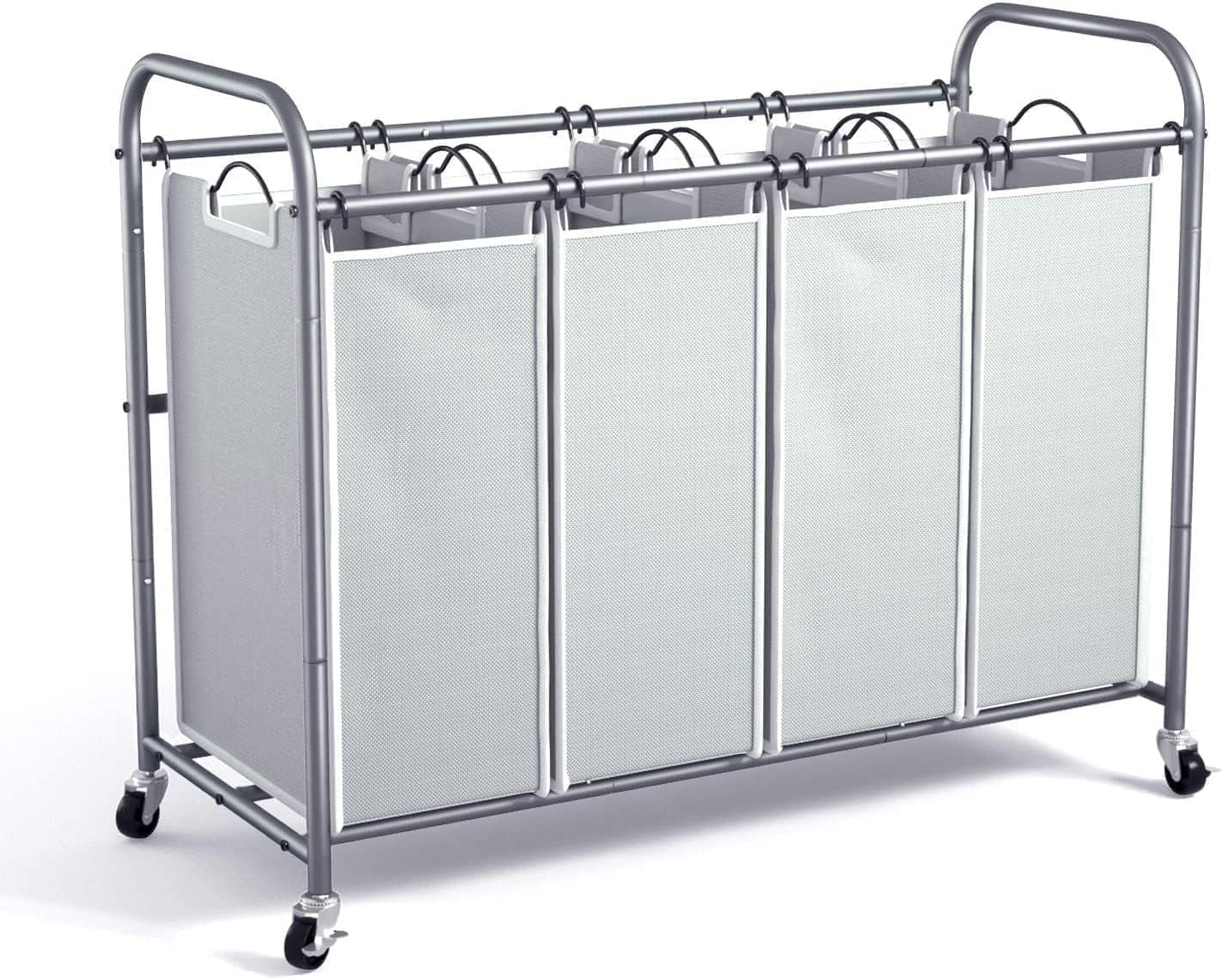 Laundry Hamper Sorter Cart: 4-Section Organizer with Heavy-Duty Lockable Wheels and Removable Bags | 180L Rolling Laundry Basket for Dirty Clothes in Laundry Room or Small Spaces (Multicolor)