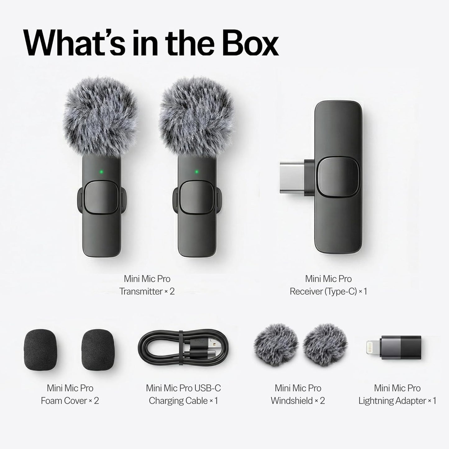 Mini Mic Pro Wireless Lavalier Microphone – 2 Pack for iPhone & Android