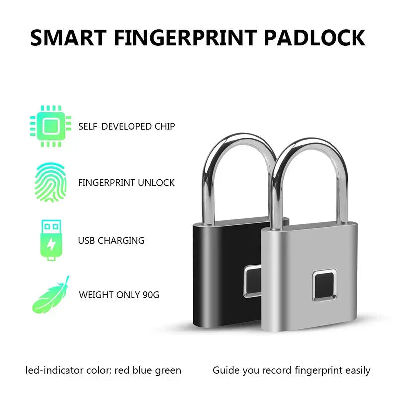Smart Fingerprint Padlock – USB Rechargeable Keyless Lock