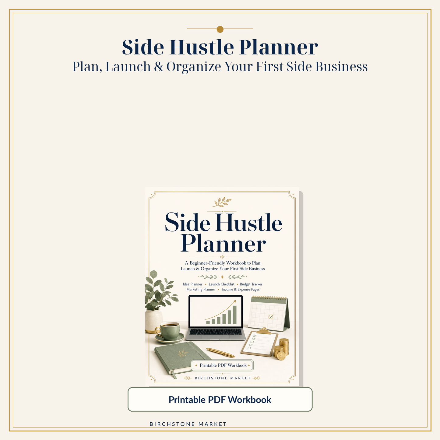Side Hustle Planner & Launch Workbook Printable PDF