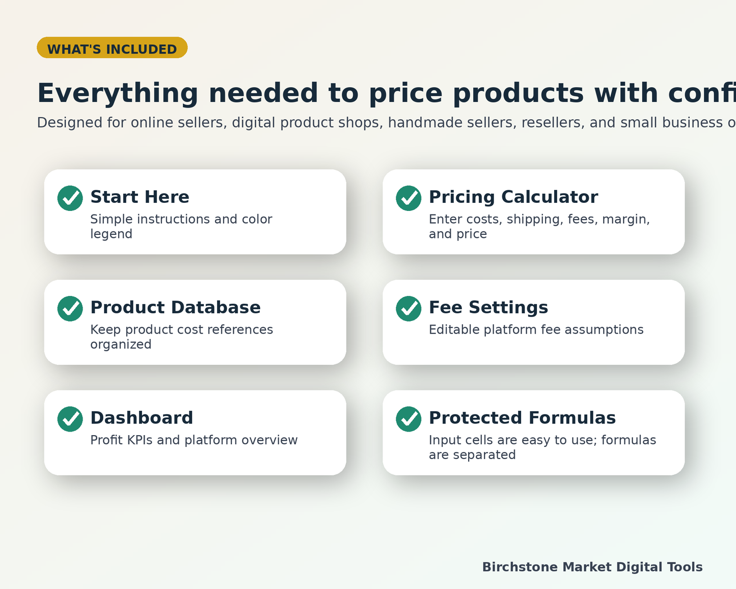 Pricing Calculator Workbook for Online Sellers