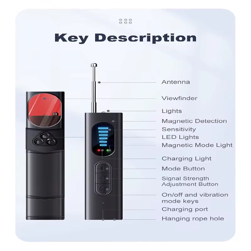 T15 Hidden Camera Detector RF Signal Scanner Anti-Spy Privacy Tool