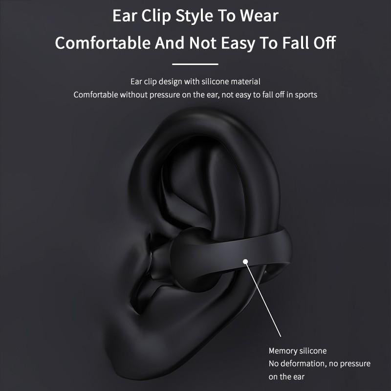 Open-Ear Ear Clip Bluetooth 5.2 Wireless Headphones with Mic