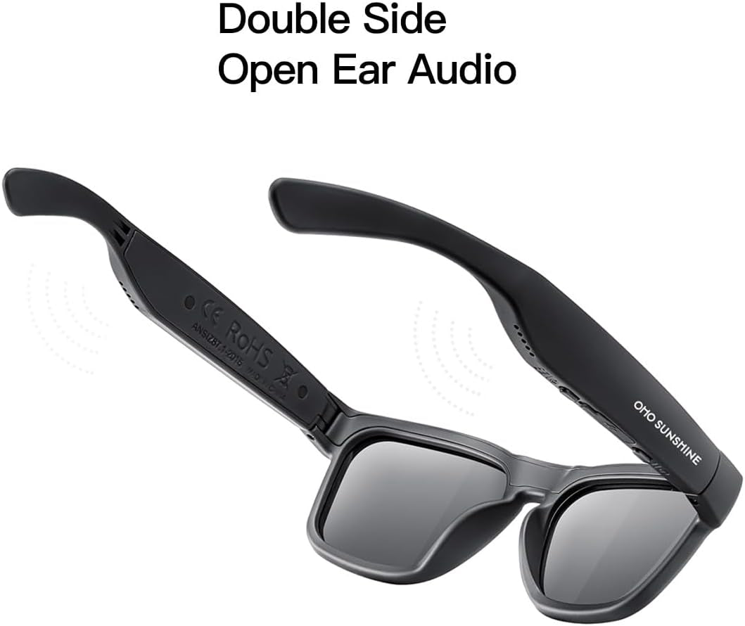 OhO Sunshine Bluetooth Audio Sunglasses – Open Ear Sport Glasses