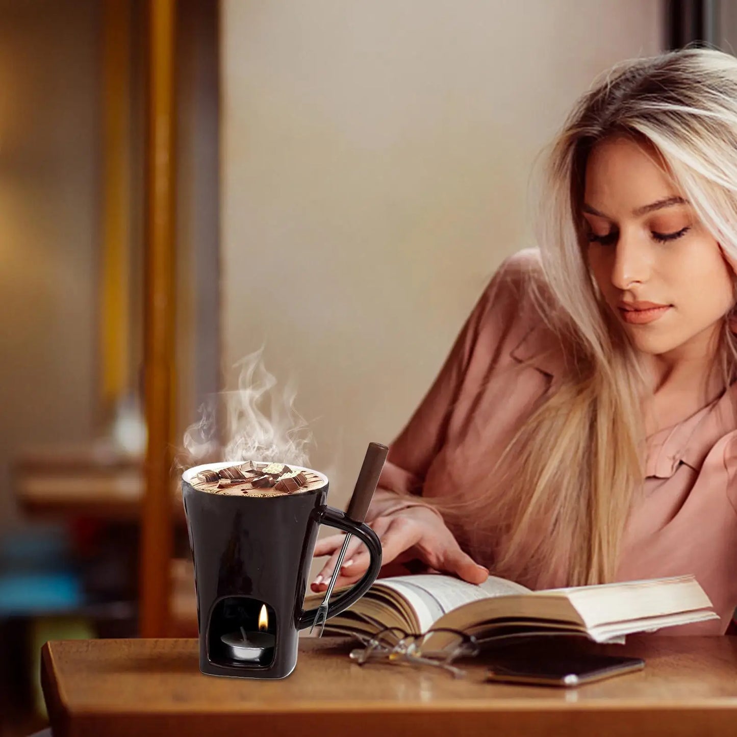 Personal Chocolate Fondue Mug Set with Fork
