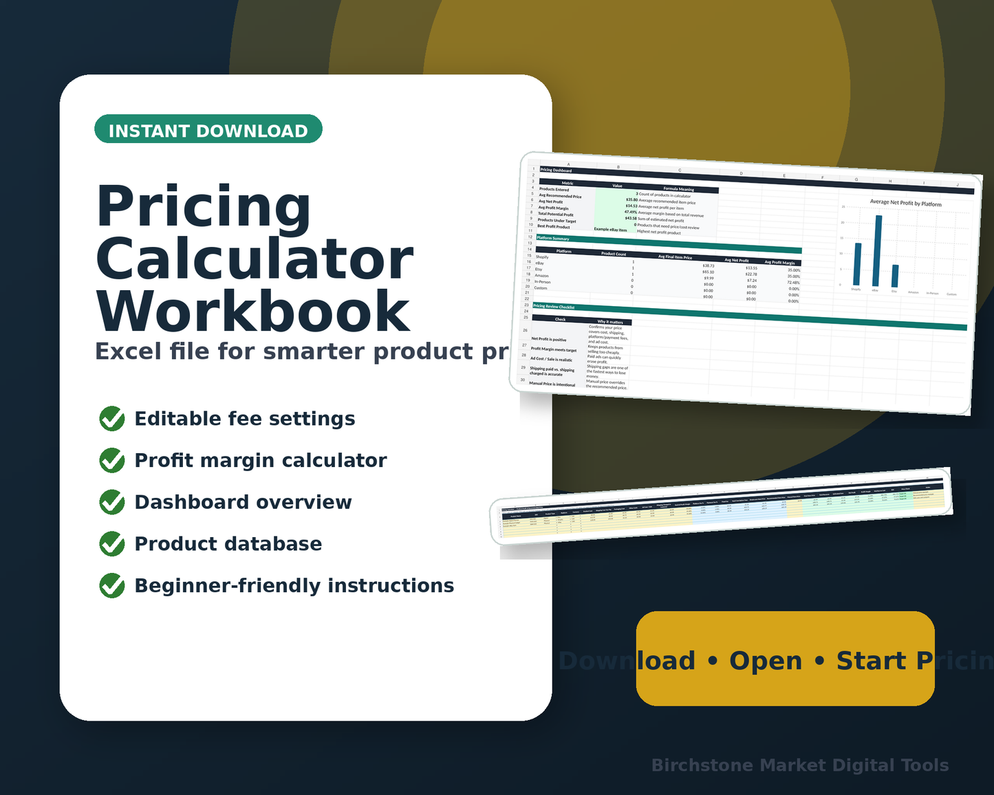 Pricing Calculator Workbook for Online Sellers