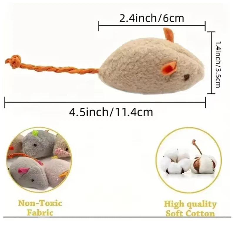 Interactive Plush Mouse Cat Toy Set – Random Colour Pack