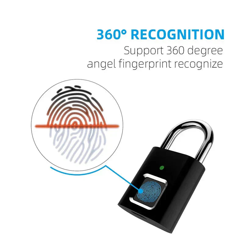 Smart Fingerprint Padlock – USB Rechargeable Keyless Lock