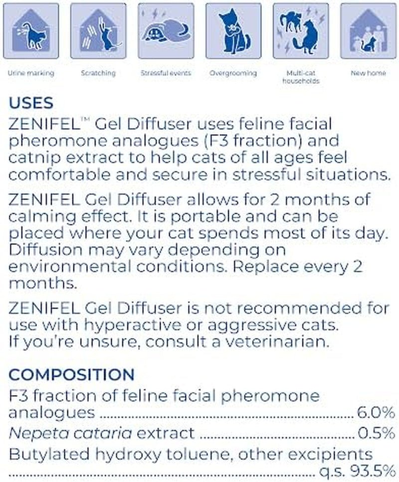 Virbac ZENIFEL Gel Diffuser for Cats – No Electricity Needed