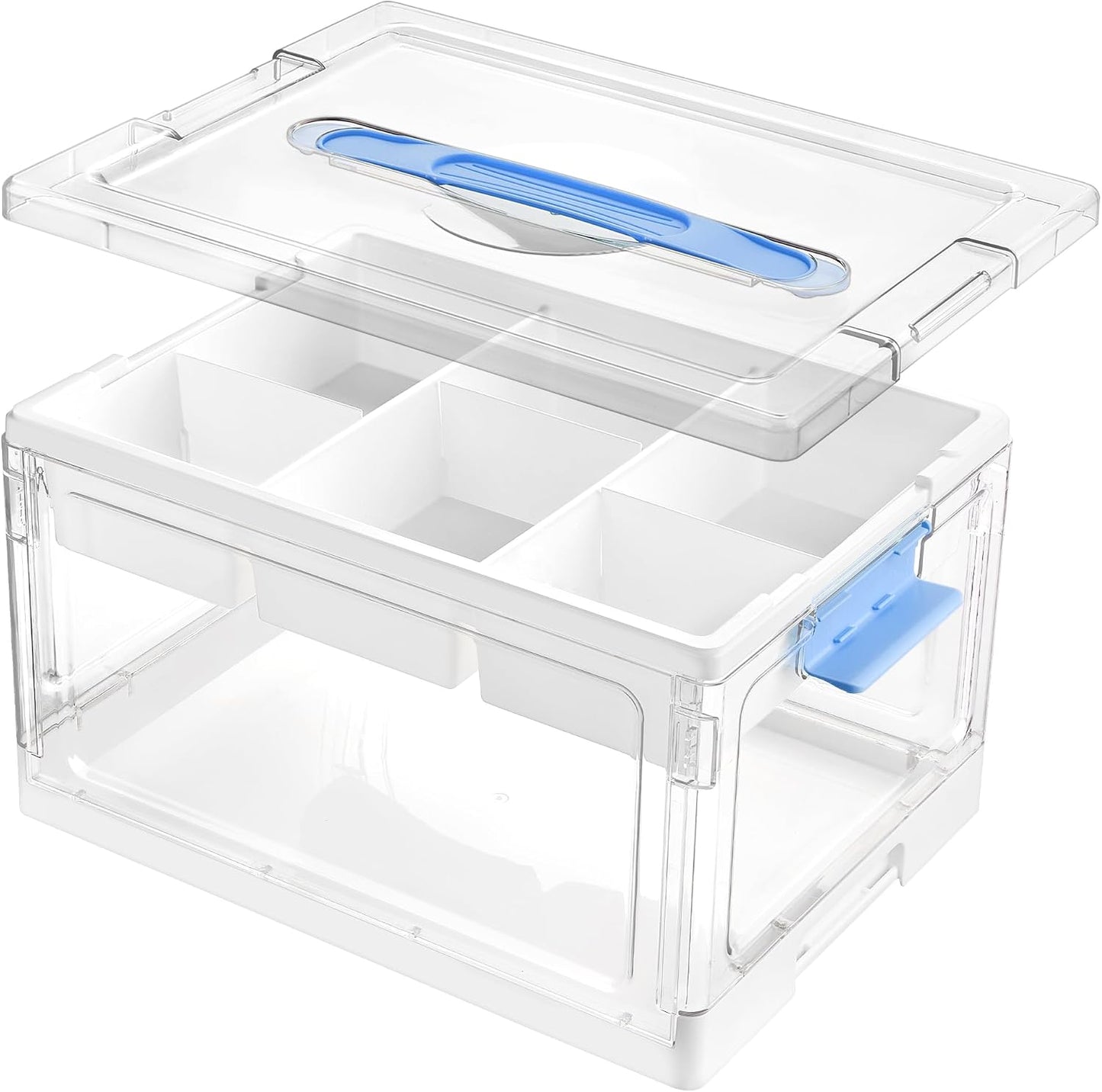 24 QT Clear Craft Organizer with Removable Tray & Dividers, 1 Pack | Storage Box for Coloring Books, Modeling Clay, Molds and Art Supplies, Keeps Craft Materials Organized and Easy to Access