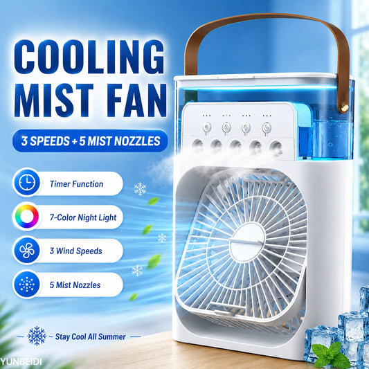 Portable 3-in-1 Cooling Mist Fan with LED Night Light