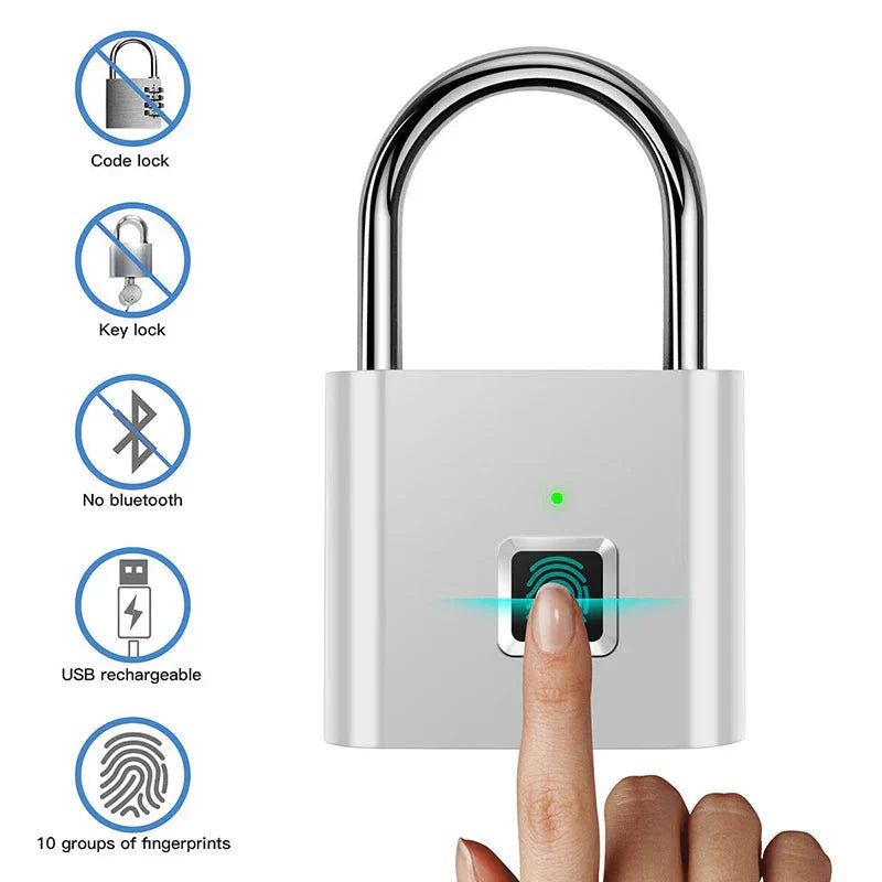 Smart Fingerprint Padlock – USB Rechargeable Keyless Lock