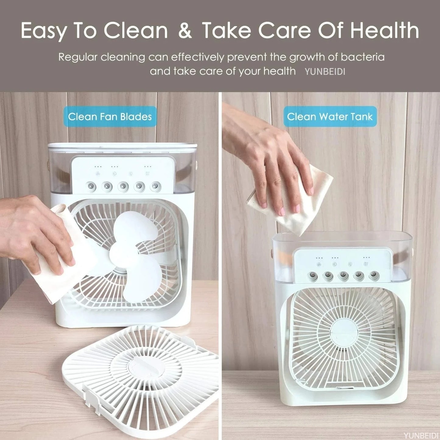 Portable 3-in-1 Cooling Mist Fan with LED Night Light