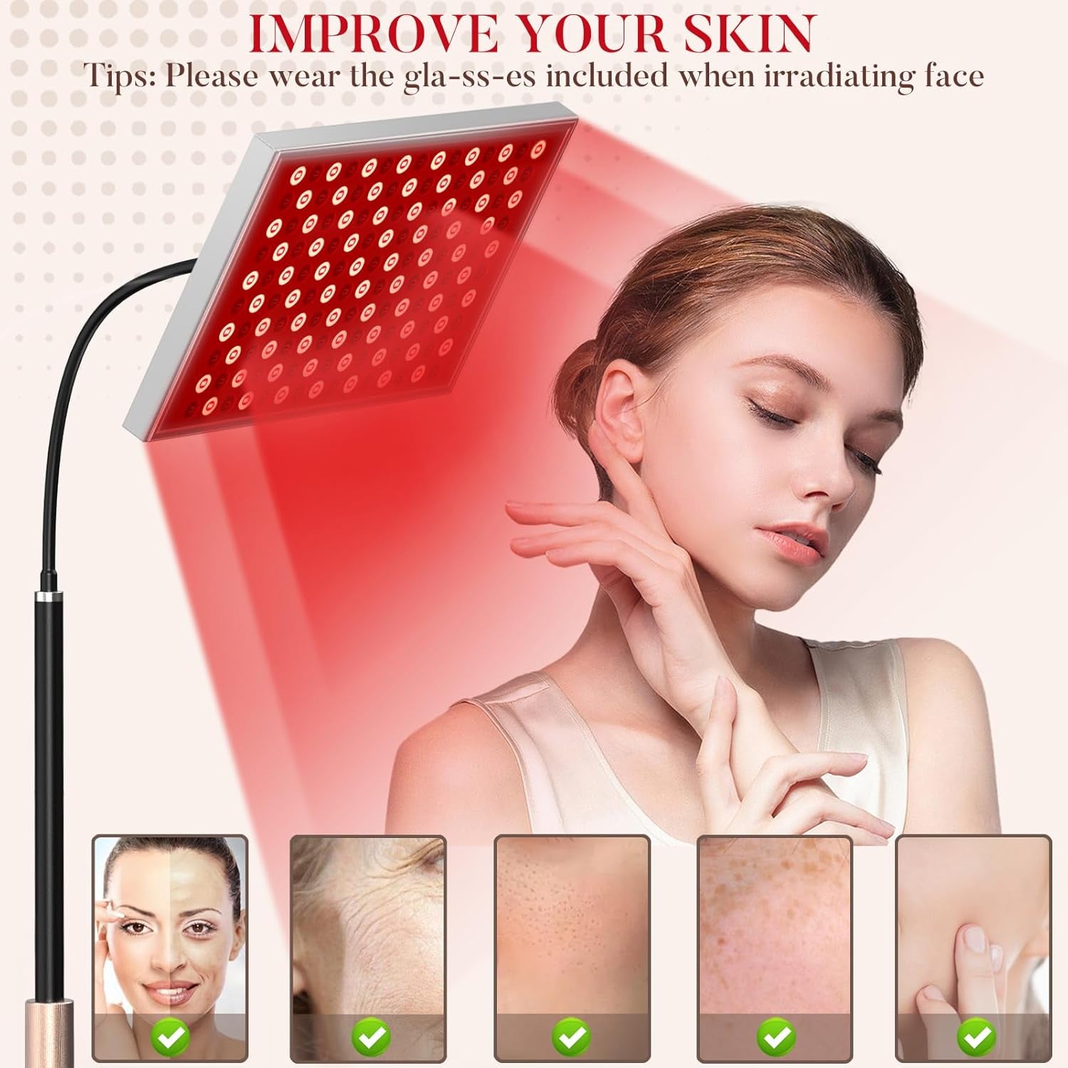 Red Light Therapy Panel Lamp with Stand 660nm & 850nm | i-Venoya