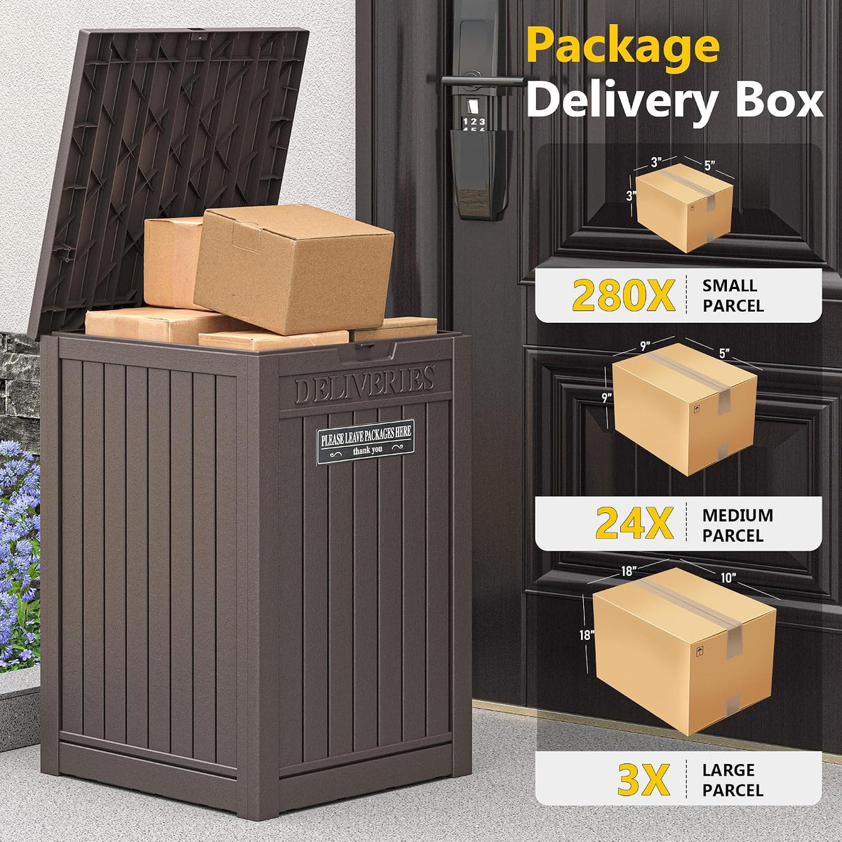 Package Delivery Box for Outside, Brown