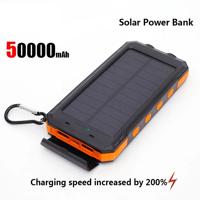 200000Mah Solar Power Bank Portable Large Capacity Charger Compatible with IOS Android USB-A and USB-C Fast Charging