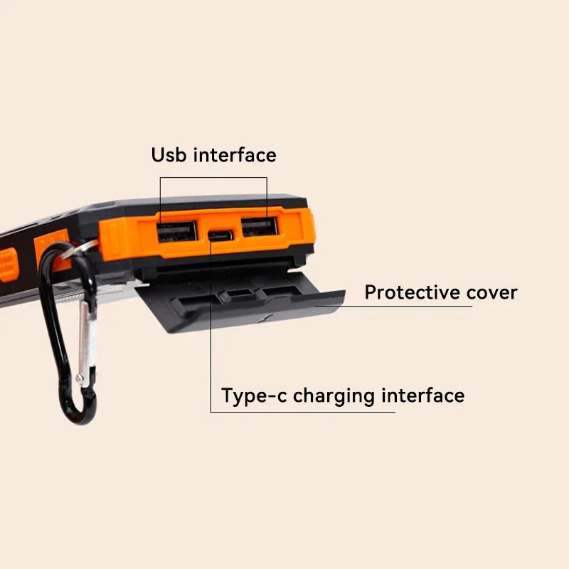 200000Mah Solar Power Bank Portable Large Capacity Charger Compatible with IOS Android USB-A and USB-C Fast Charging