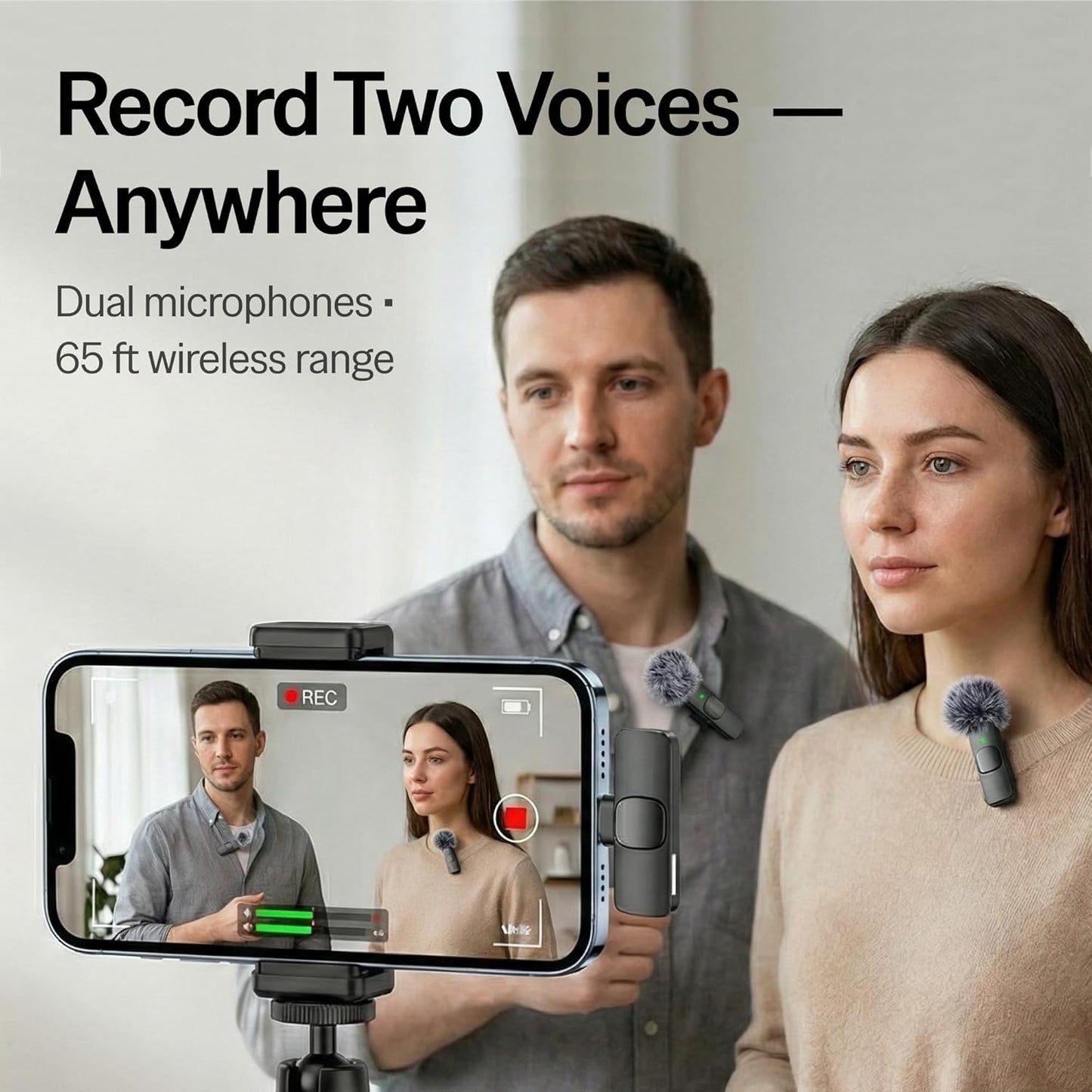 Mini Mic Pro Wireless Lavalier Microphone – 2 Pack for iPhone & Android