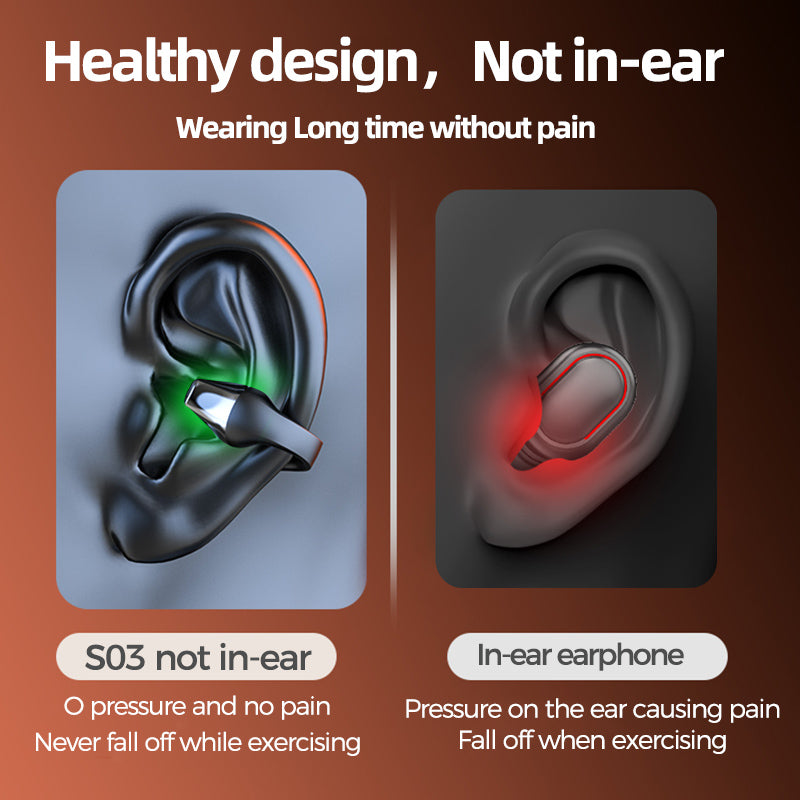 Open-Ear Ear Clip Bluetooth 5.2 Wireless Headphones with Mic