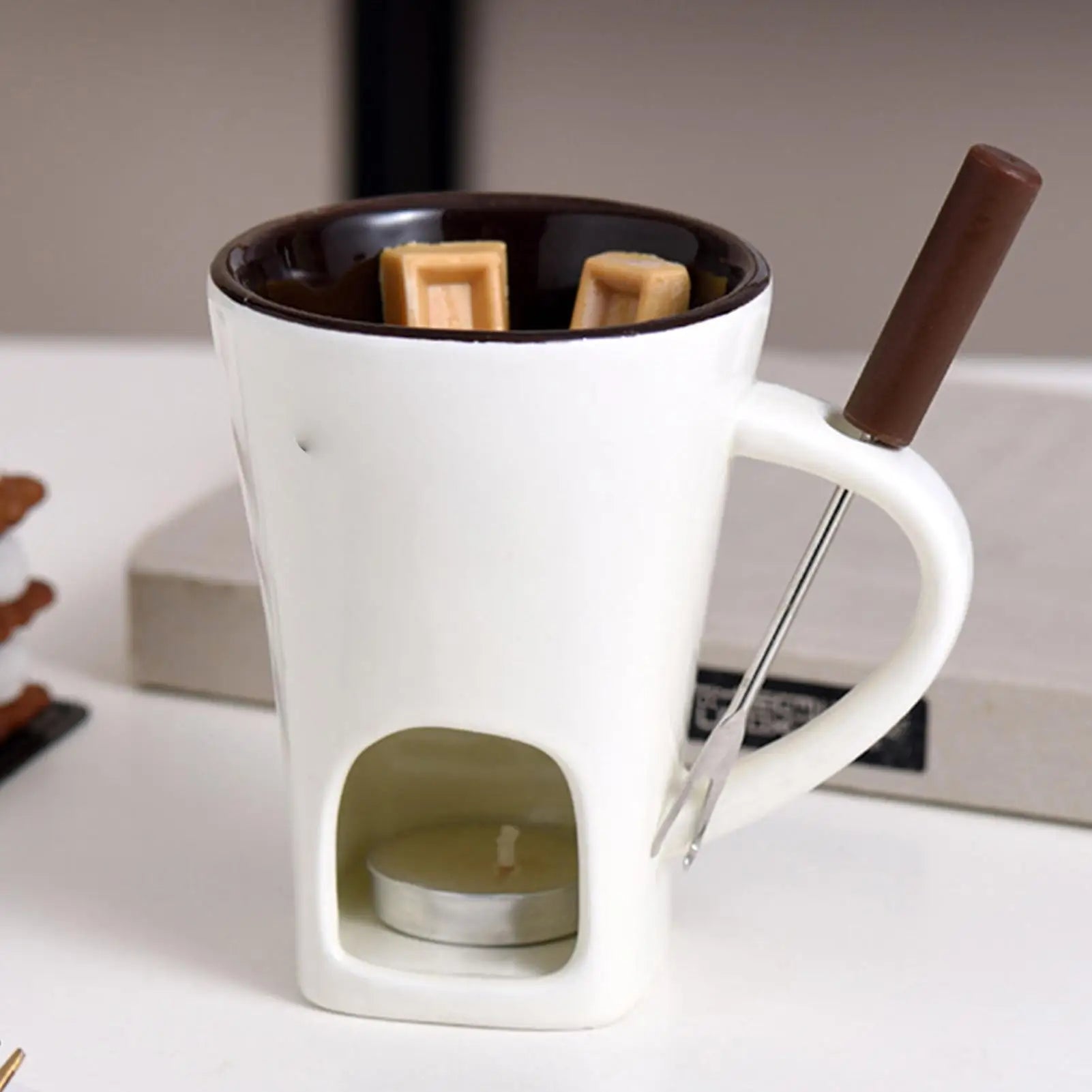 Personal Chocolate Fondue Mug Set with Fork