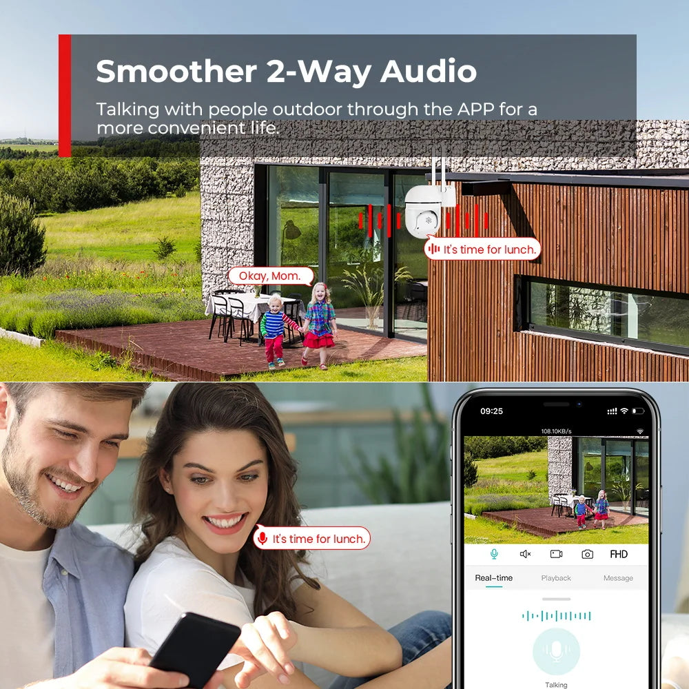 Outdoor WiFi PTZ Security Camera with AI Human Detection