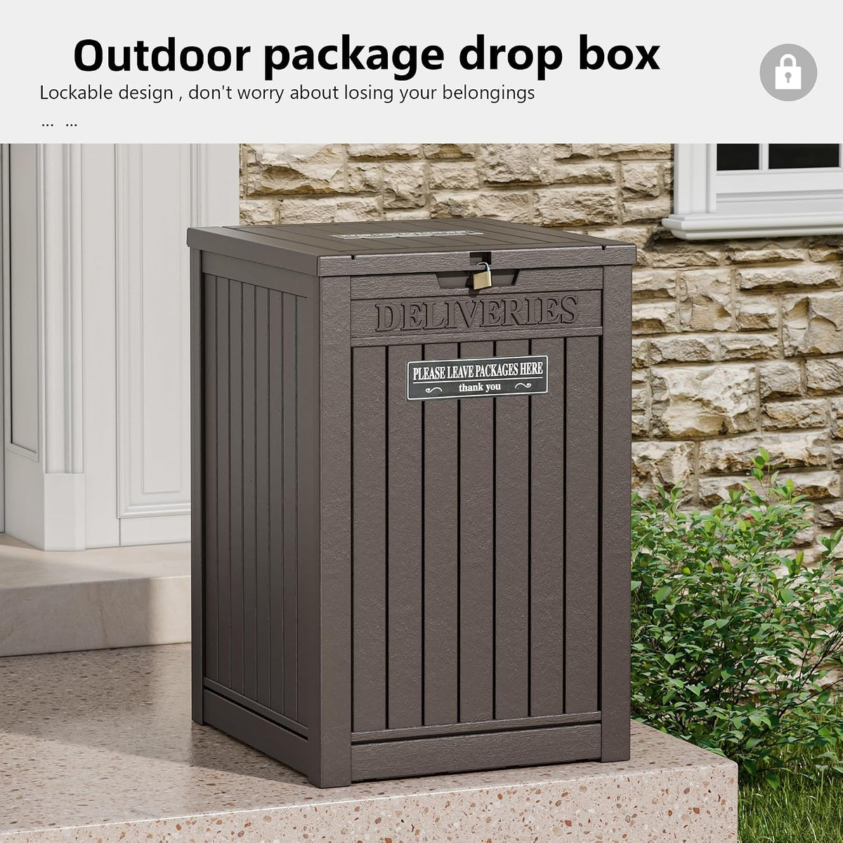 Package Delivery Box for Outside, Brown