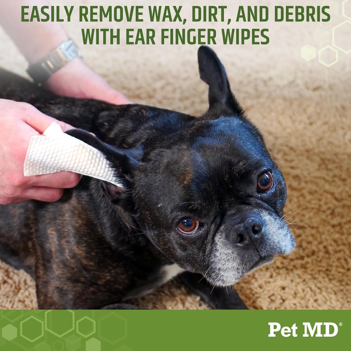 Pet MD Dog Ear Cleaning Finger Wipes – 50 Count