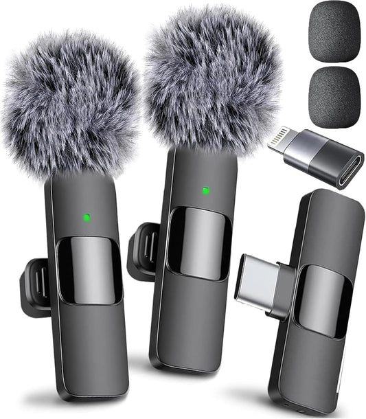 Mini Mic Pro Wireless Lavalier Microphone – 2 Pack for iPhone & Android