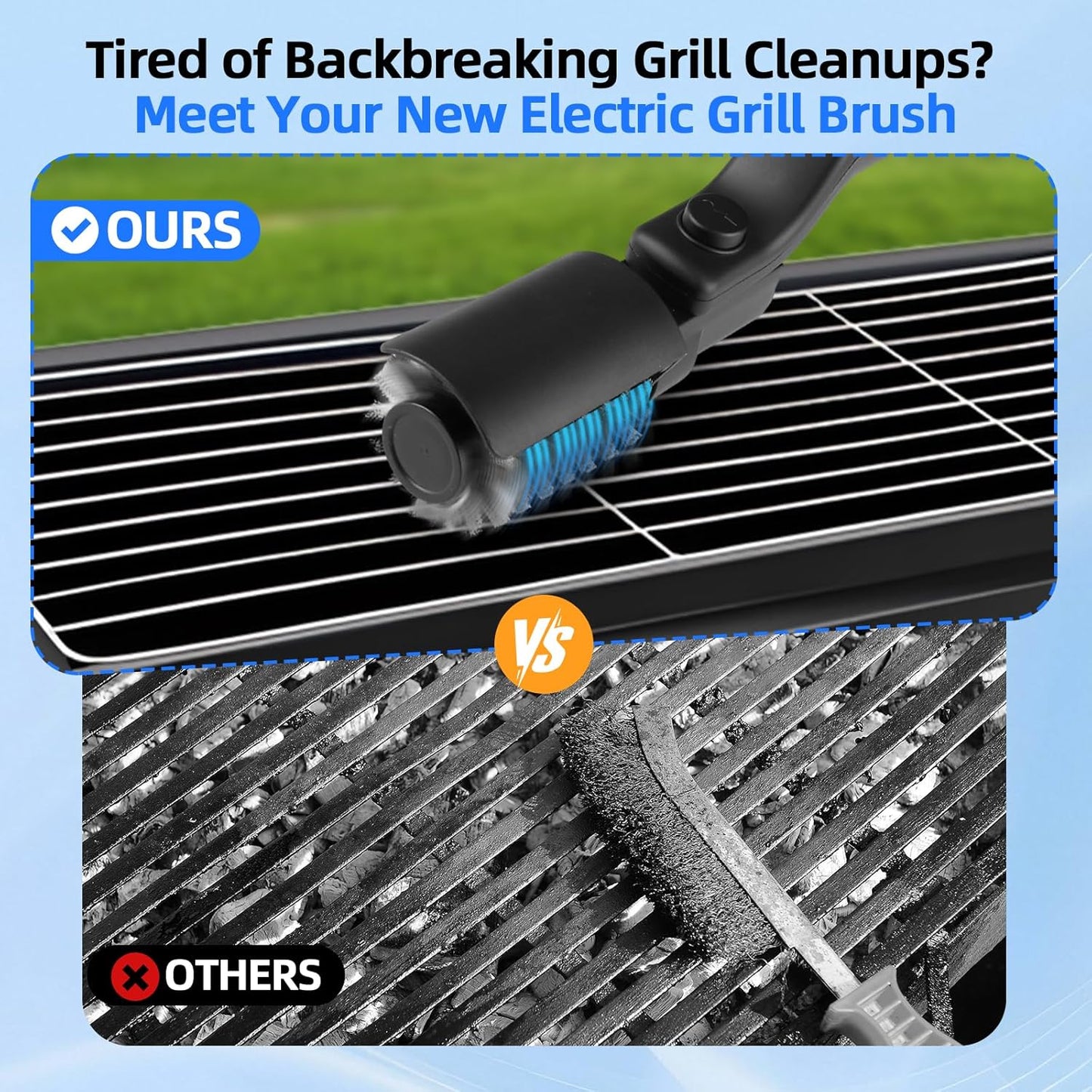 Rechargeable Electric Grill Brush with 3 Speeds