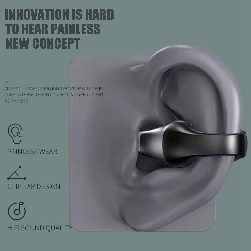 Open-Ear Ear Clip Bluetooth 5.2 Wireless Headphones with Mic