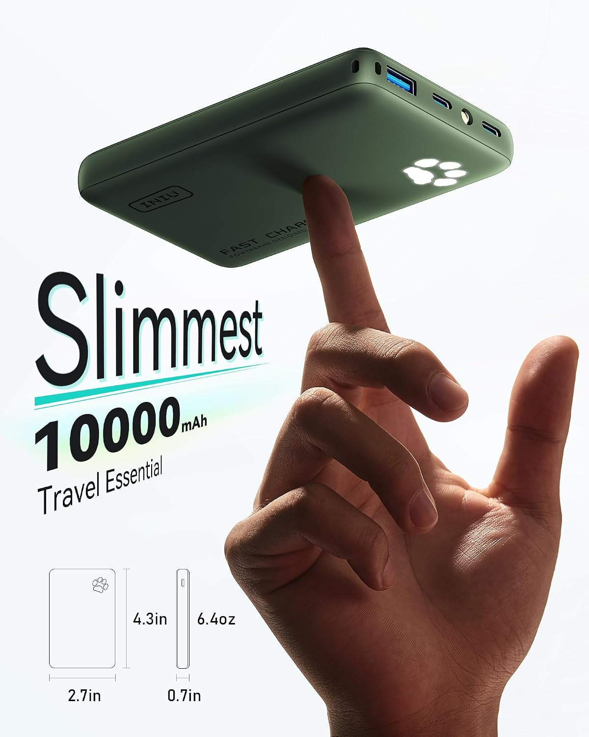 45W Fast Charging Power Bank, Smaller 10000Mah Travel Portable Charger