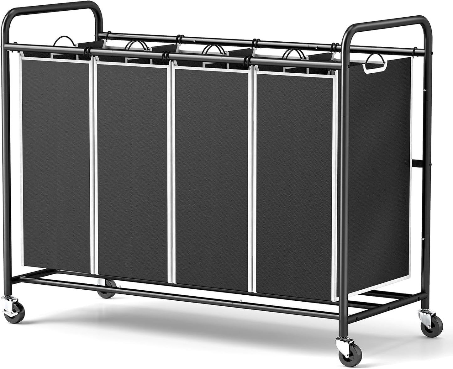 Laundry Hamper Sorter Cart: 4-Section Organizer with Heavy-Duty Lockable Wheels and Removable Bags | 180L Rolling Laundry Basket for Dirty Clothes in Laundry Room or Small Spaces (Multicolor)