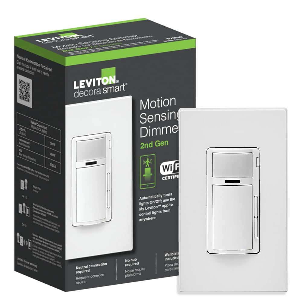 Decora Smart Switch, Wi-Fi, Works with Matter, Alexa, Google Assistant, Apple Home/Siri & Wired or Wirefree 3-Way, Neutral Wire Required, D315S-1RW, White