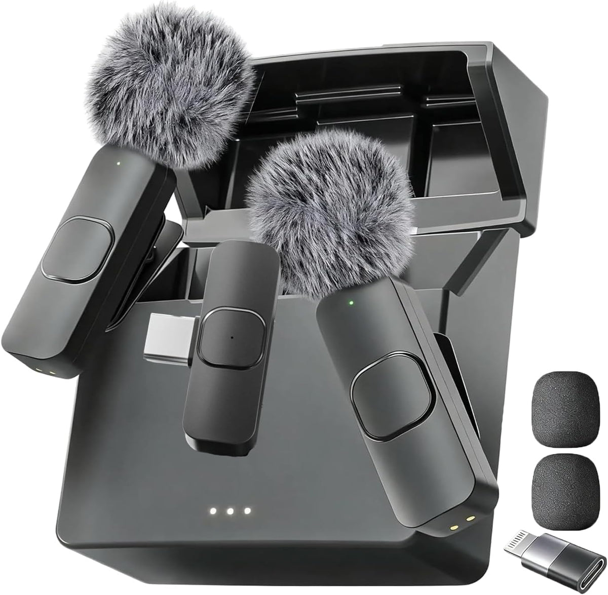 Mini wireless lavalier microphone kit with charging case