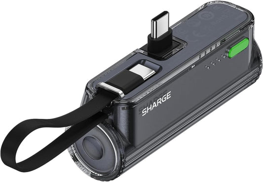SHARGE Retractable 3-in-1 10000mAh Power Bank with USB-C Cable