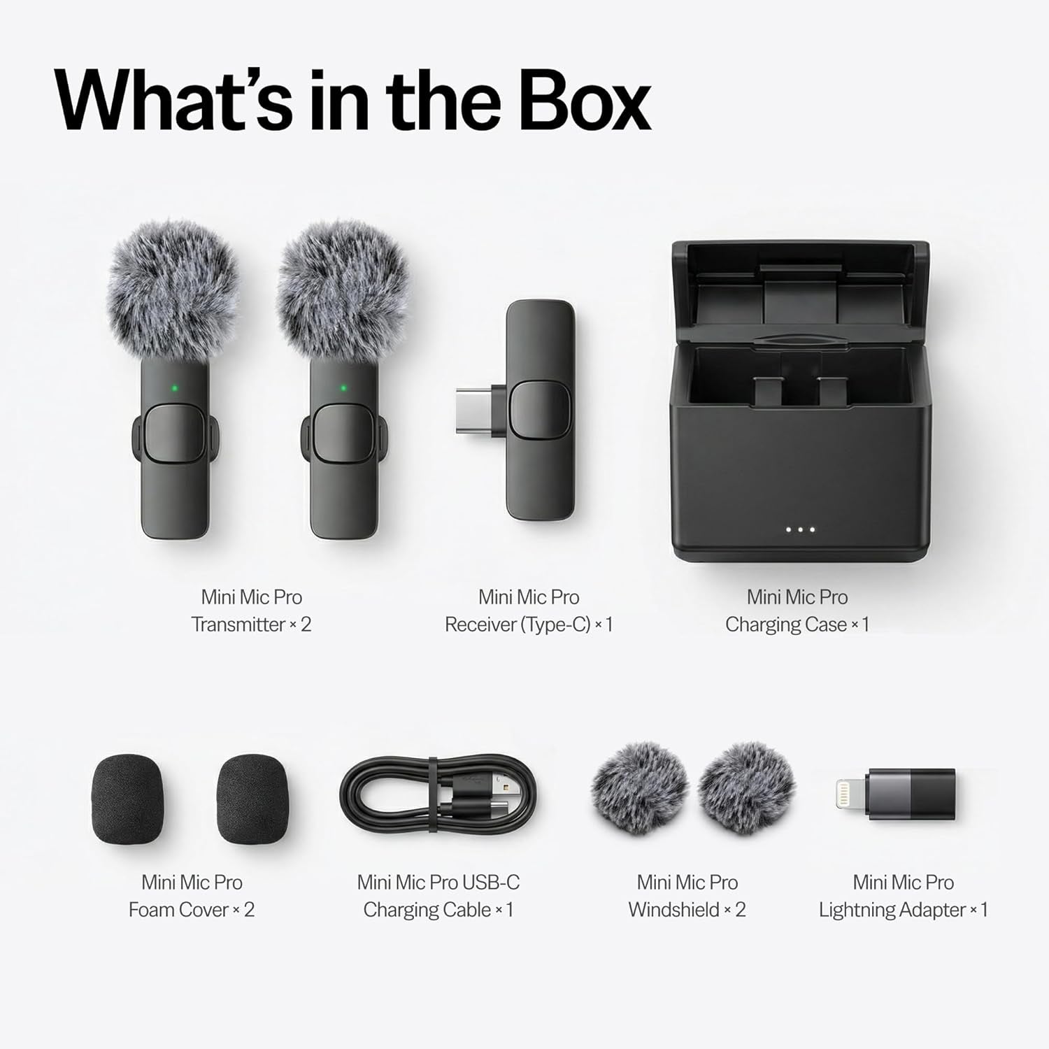 Mini Mic Pro Wireless Lavalier Microphone – Clip-On Mic with Charging Case