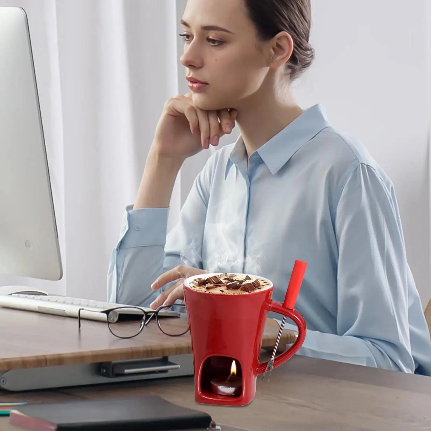 Personal Chocolate Fondue Mug Set with Fork