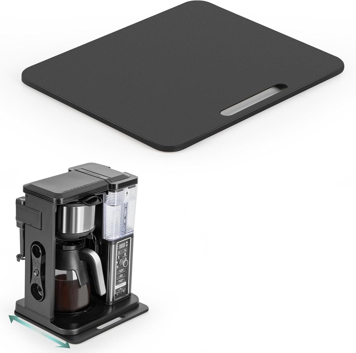 Metal Appliance Slider, Sliding Tray for Coffee Maker | 360° Effortless Movement,Small Appliance Rolling Tray for Counter, Coffee Pot Slider, Wide - Small (10"D X 12"W)