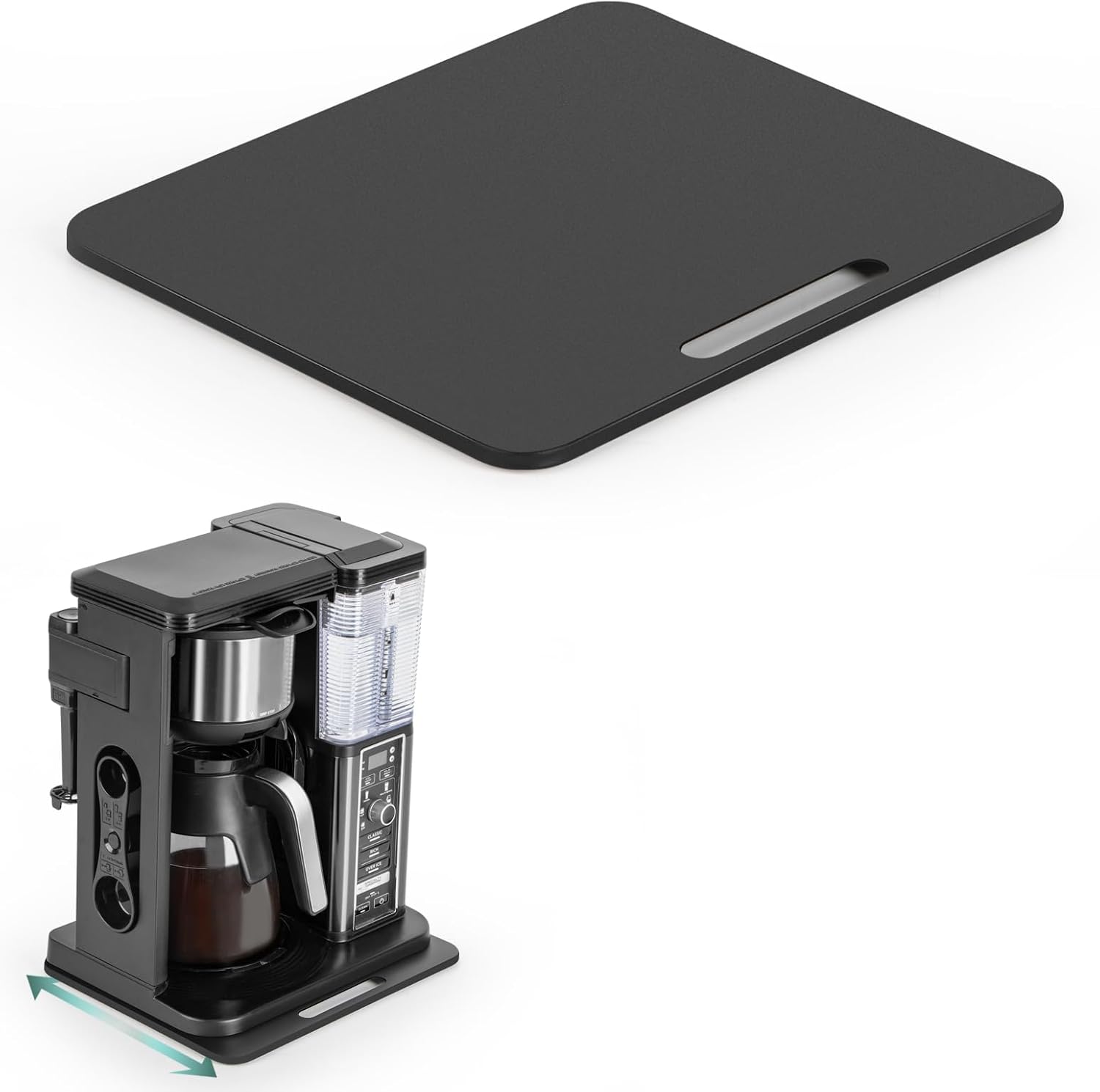 Metal Appliance Slider, Sliding Tray for Coffee Maker | 360° Effortless Movement,Small Appliance Rolling Tray for Counter, Coffee Pot Slider, Wide - Small (10"D X 12"W)