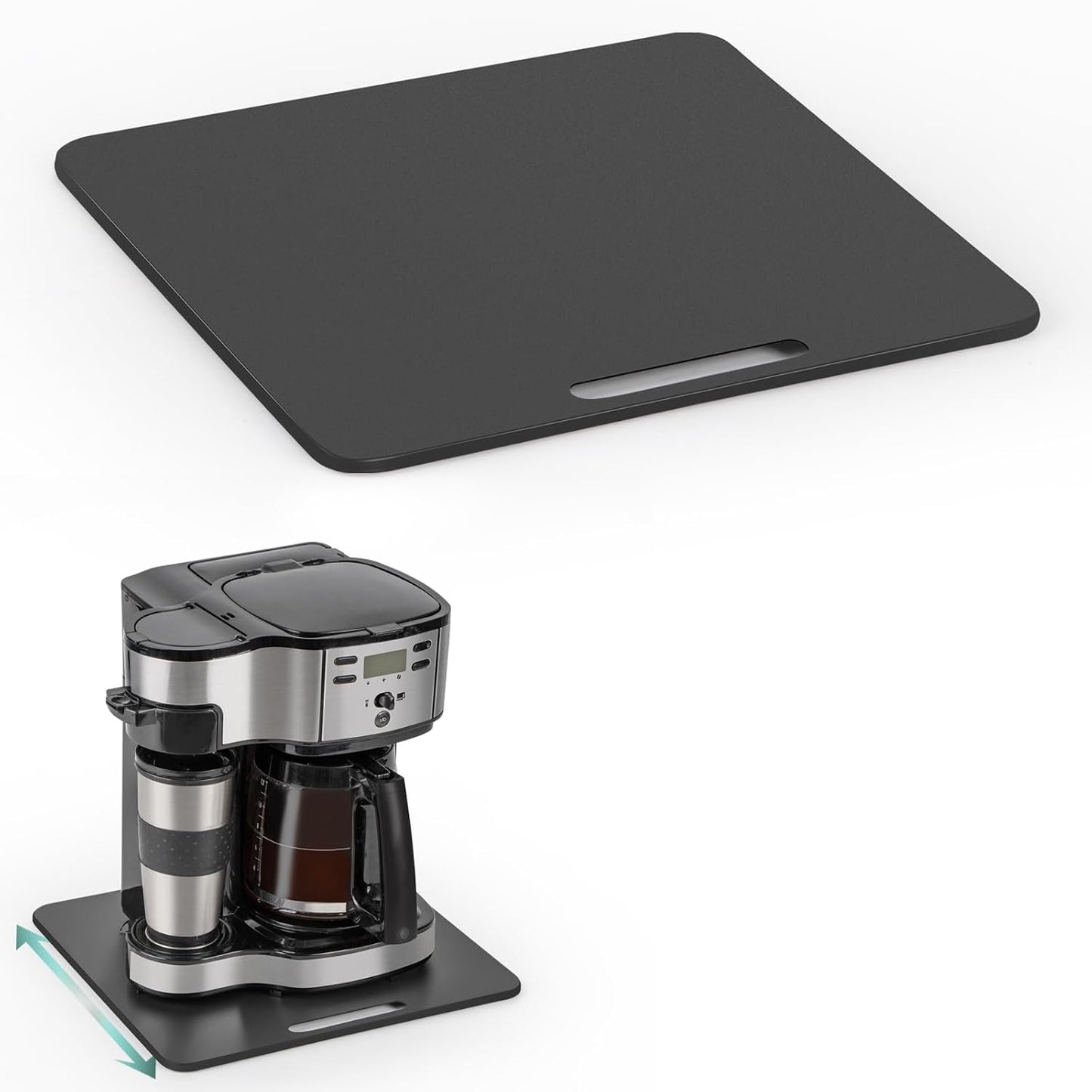 Metal Appliance Slider, Sliding Tray for Coffee Maker | 360° Effortless Movement,Small Appliance Rolling Tray for Counter, Coffee Pot Slider, Wide - Small (10"D X 12"W)