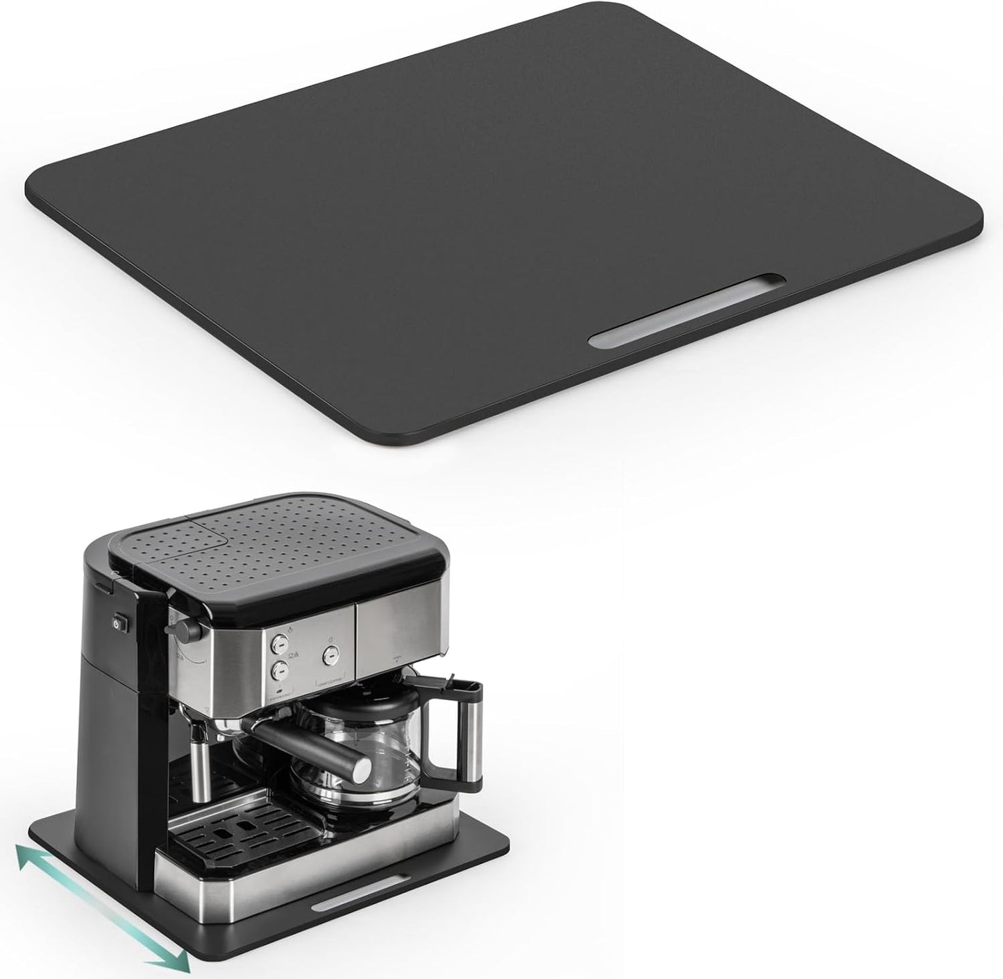 Metal Appliance Slider, Sliding Tray for Coffee Maker | 360° Effortless Movement,Small Appliance Rolling Tray for Counter, Coffee Pot Slider, Wide - Small (10"D X 12"W)