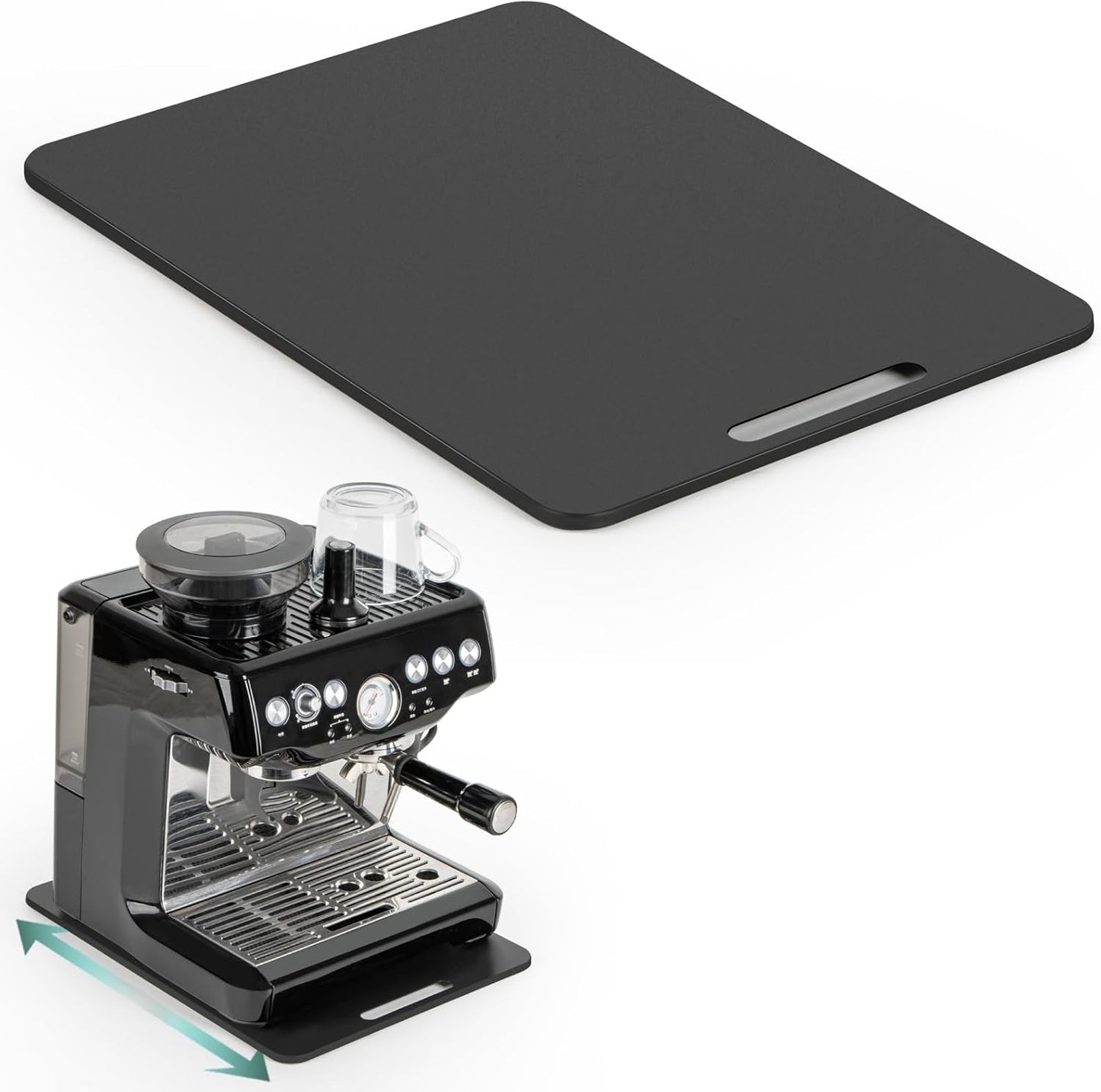 Metal Appliance Slider, Sliding Tray for Coffee Maker | 360° Effortless Movement,Small Appliance Rolling Tray for Counter, Coffee Pot Slider, Wide - Small (10"D X 12"W)