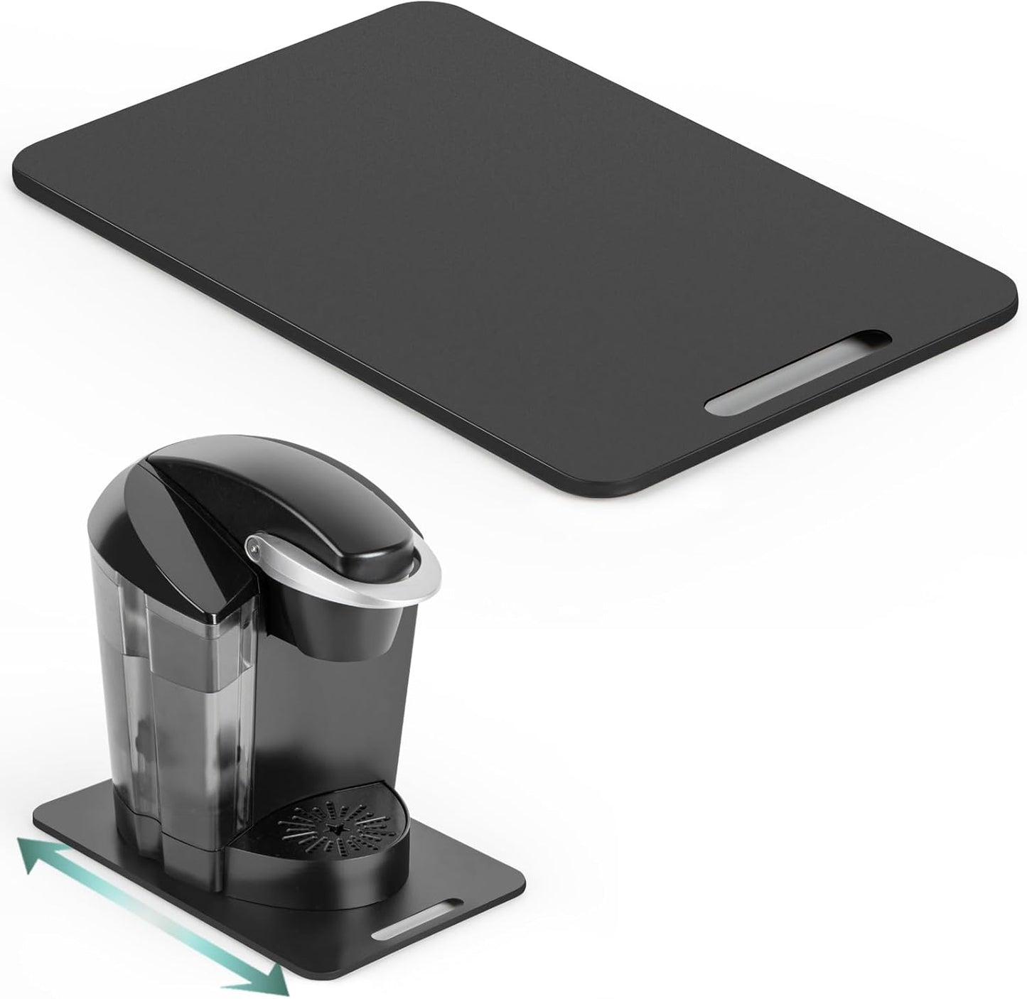 Metal Appliance Slider, Sliding Tray for Coffee Maker | 360° Effortless Movement,Small Appliance Rolling Tray for Counter, Coffee Pot Slider, Wide - Small (10"D X 12"W)