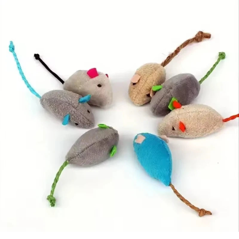 Interactive Plush Mouse Cat Toy Set – Random Colour Pack