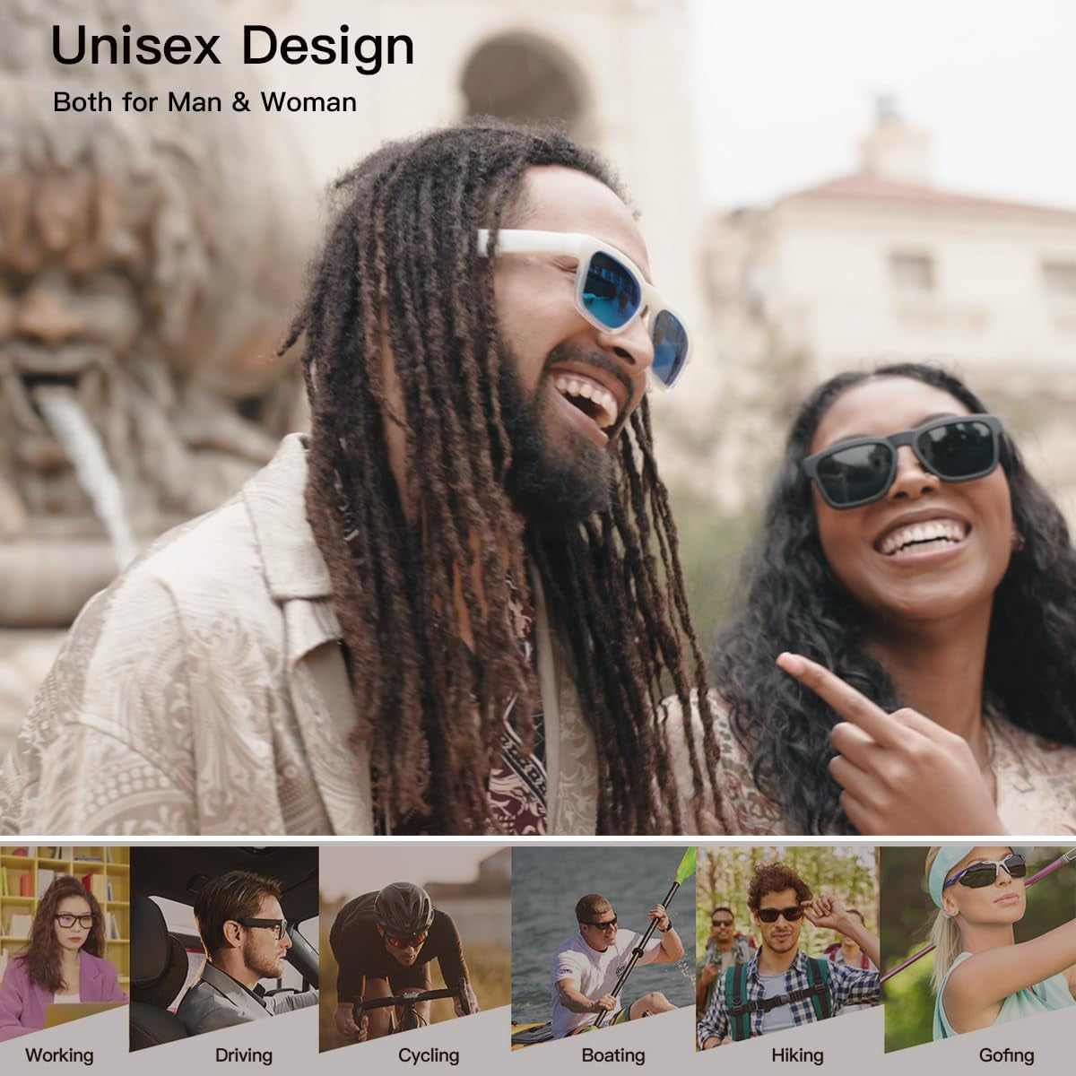 OhO Sunshine Bluetooth Audio Sunglasses – Open Ear Sport Glasses
